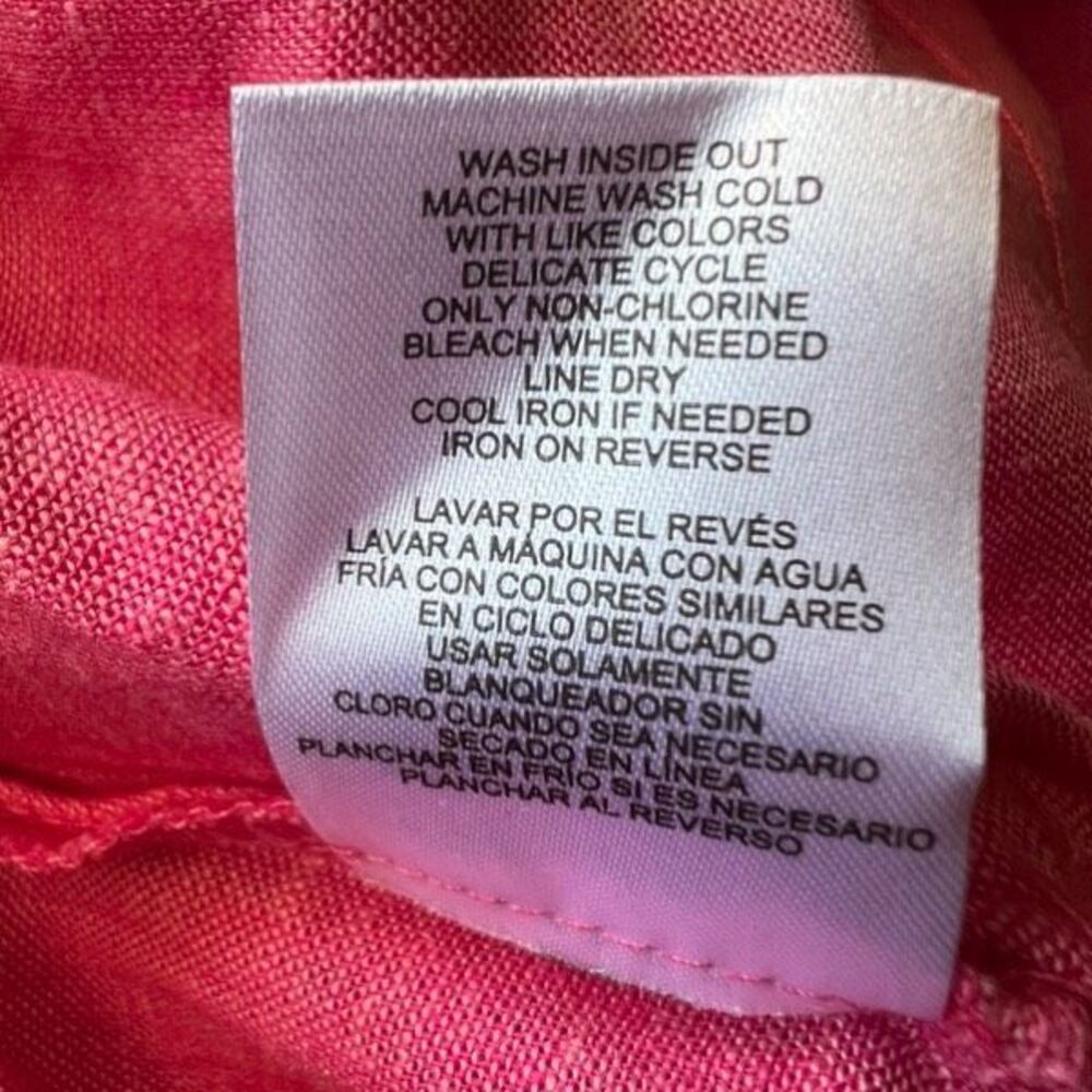 LANDS’ END Linen Tunic Women’s Size Small Hot Pink Split Neck Pockets NWT Top - Picture 13 of 14